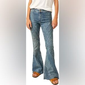 Free people mermaid patchwork flare jeans